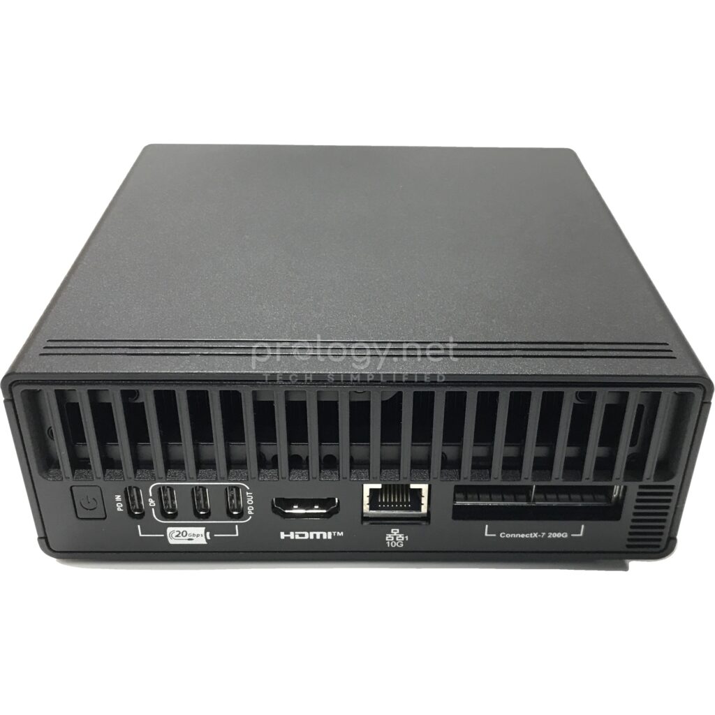 Rear panel of the MS-C931: USB-C 20Gbps, HDMI, 10G LAN, ConnectX-7 200G