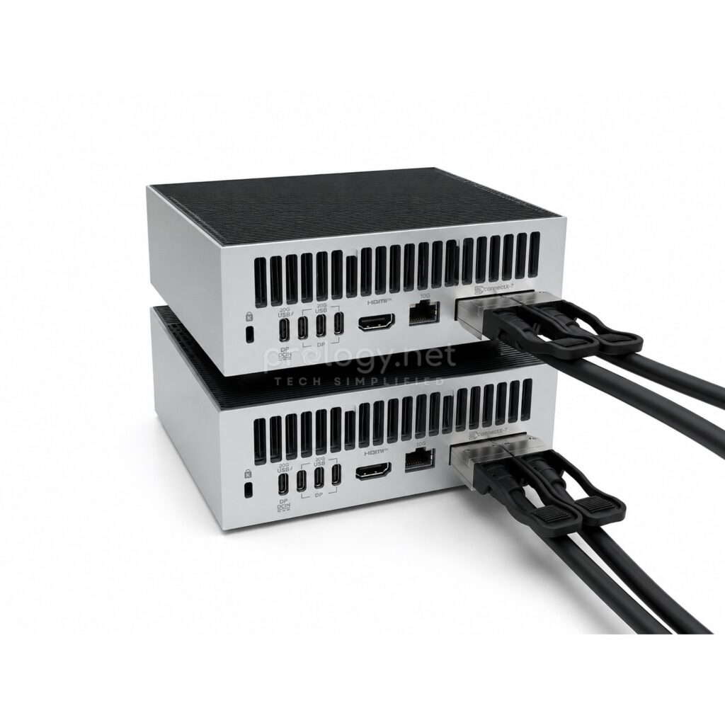 Two GX10 units clustered with a DAC cableunits viewed head-on